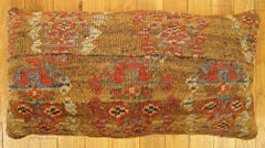 Decorative Antique Persian Bakshaish Carpet Pillow with Floral Elements
