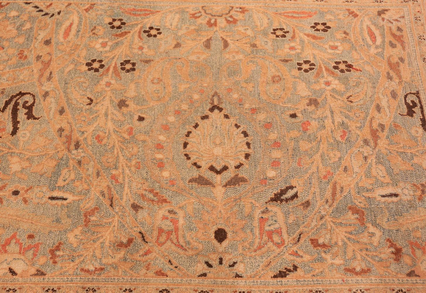 Light blue background antique Khorassan Persian runner rug, country of origin: Persia, date circa 1920. Size: 3 ft 10 in x 14 ft 6 in (1.17 m x 4.42 m)

 Antique Persian Khorasan carpets are known for their soft, delicate designs that are