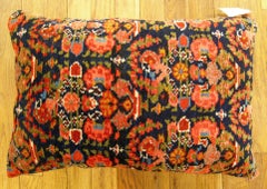 Decorative Antique Persian Malayer Carpet Pillow with Geometric Abstracts Design