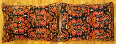 Decorative Antique Persian Malayer Carpet Pillow with Geometric Abstracts Design