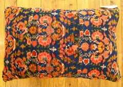 Decorative Antique Persian Malayer Carpet Pillow with Geometric Abstracts Design