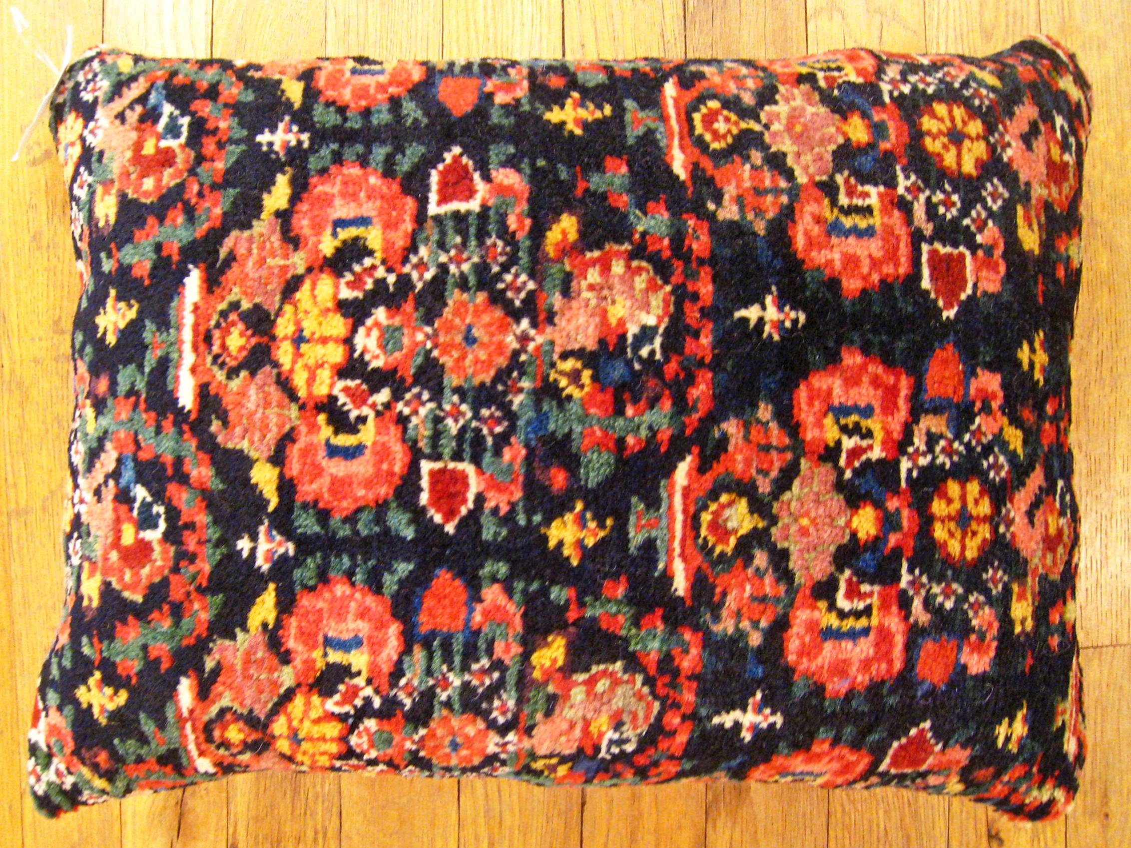 Antique Persian Malayer rug pillow; size 19