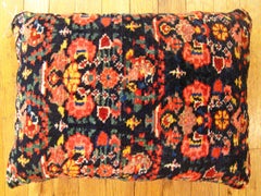Decorative Antique Persian Malayer Carpet Pillow with Geometric Abstracts Design