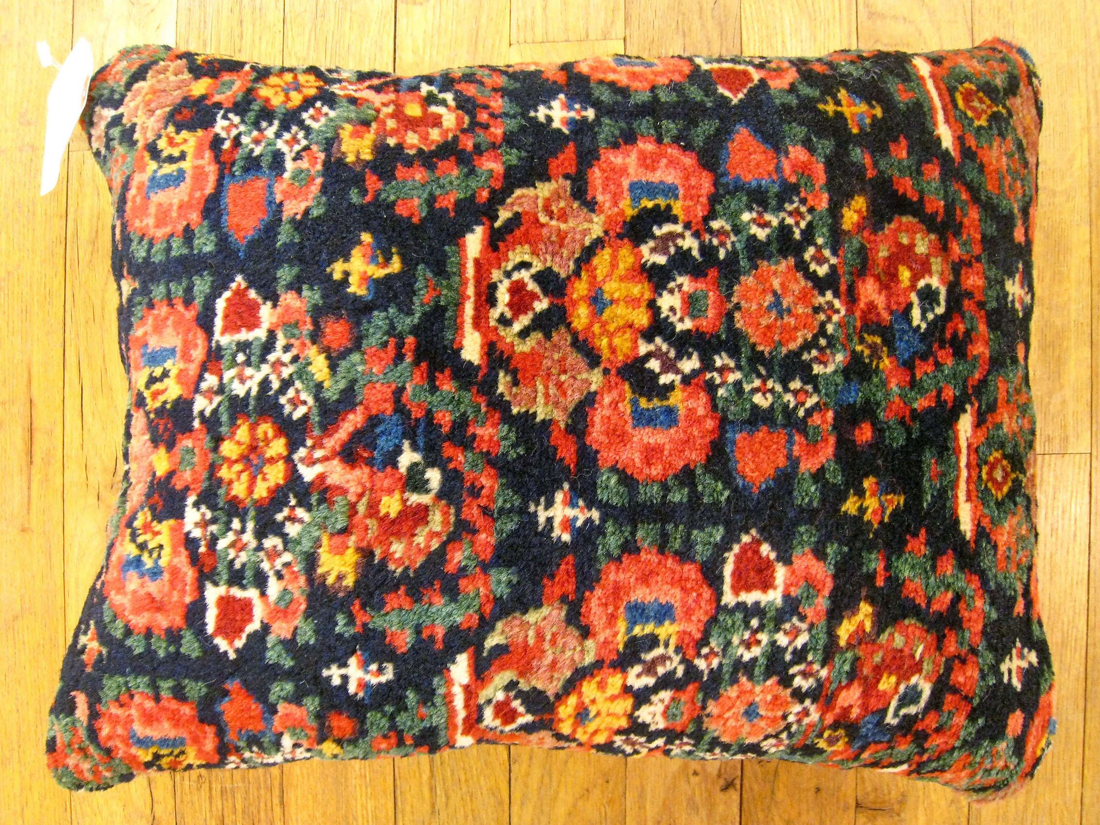 Antique Persian Malayer rug pillow; size 18