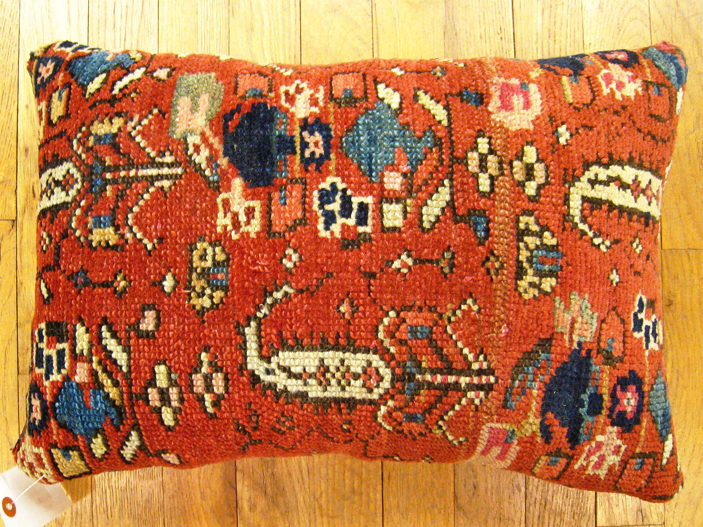 Antique Persian Malayer rug pillow; size 18