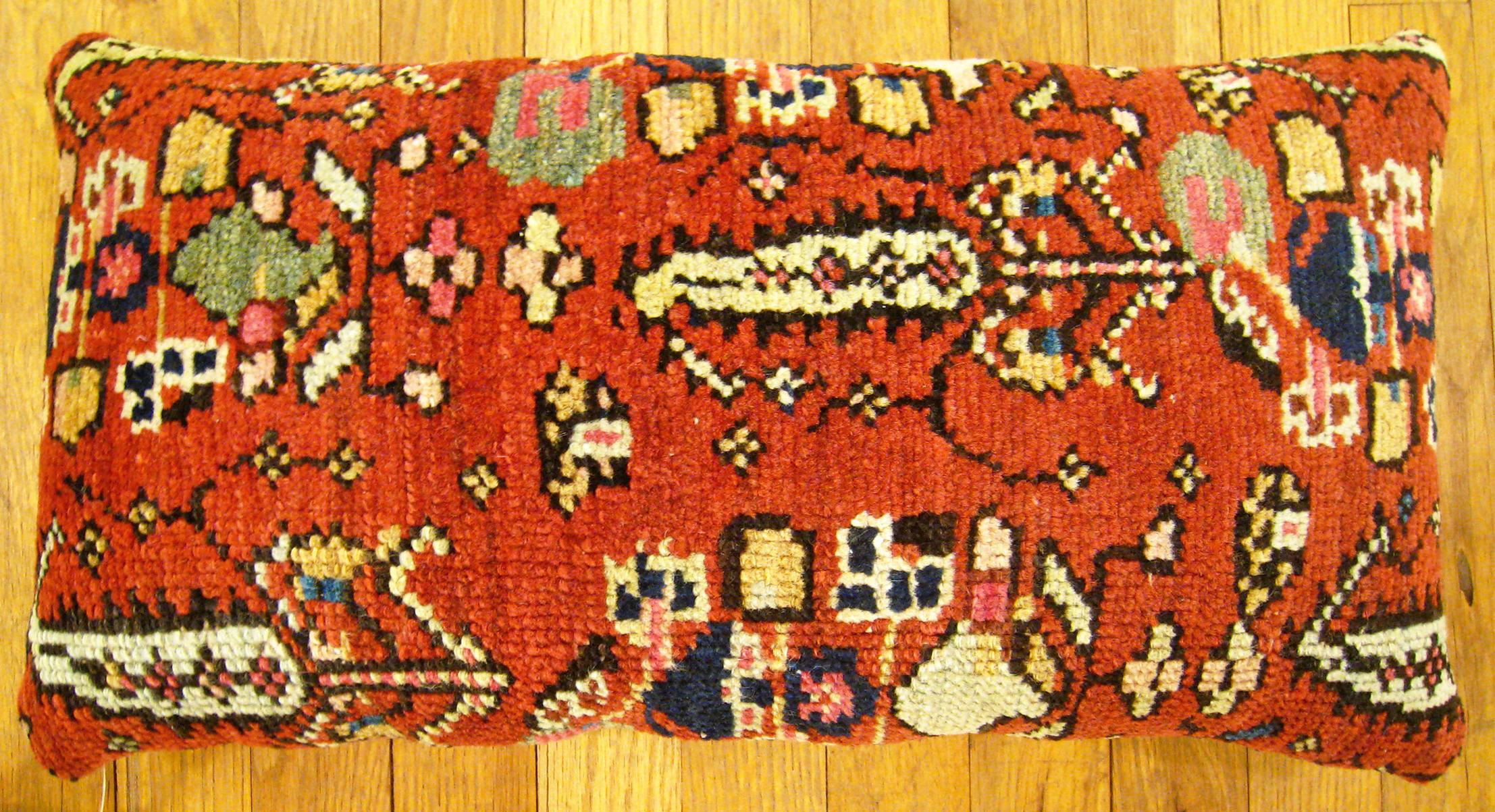 Oreiller en forme de tapis persan antique Malayer ; taille 21
