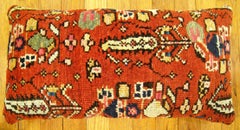 Decorative Antique Persian Malayer Carpet Pillow with Geometric Abstracts Design