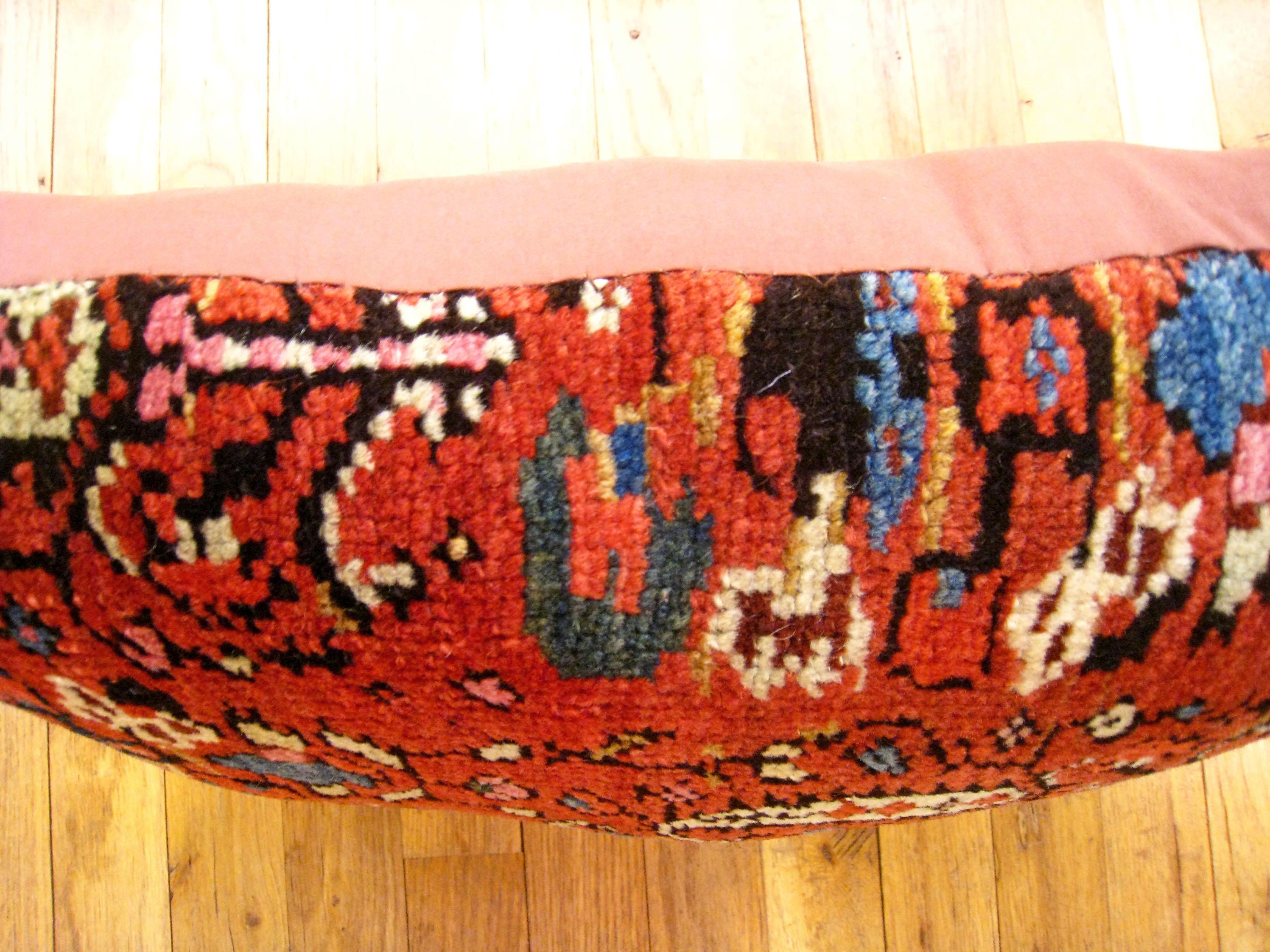 Decorative Antique Persian Malayer Carpet Pillow with Geometric Abstracts Design In Good Condition For Sale In New York, NY