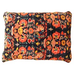 Decorative Antique Persian Malayer Carpet Pillow with Geometric Abstracts Design