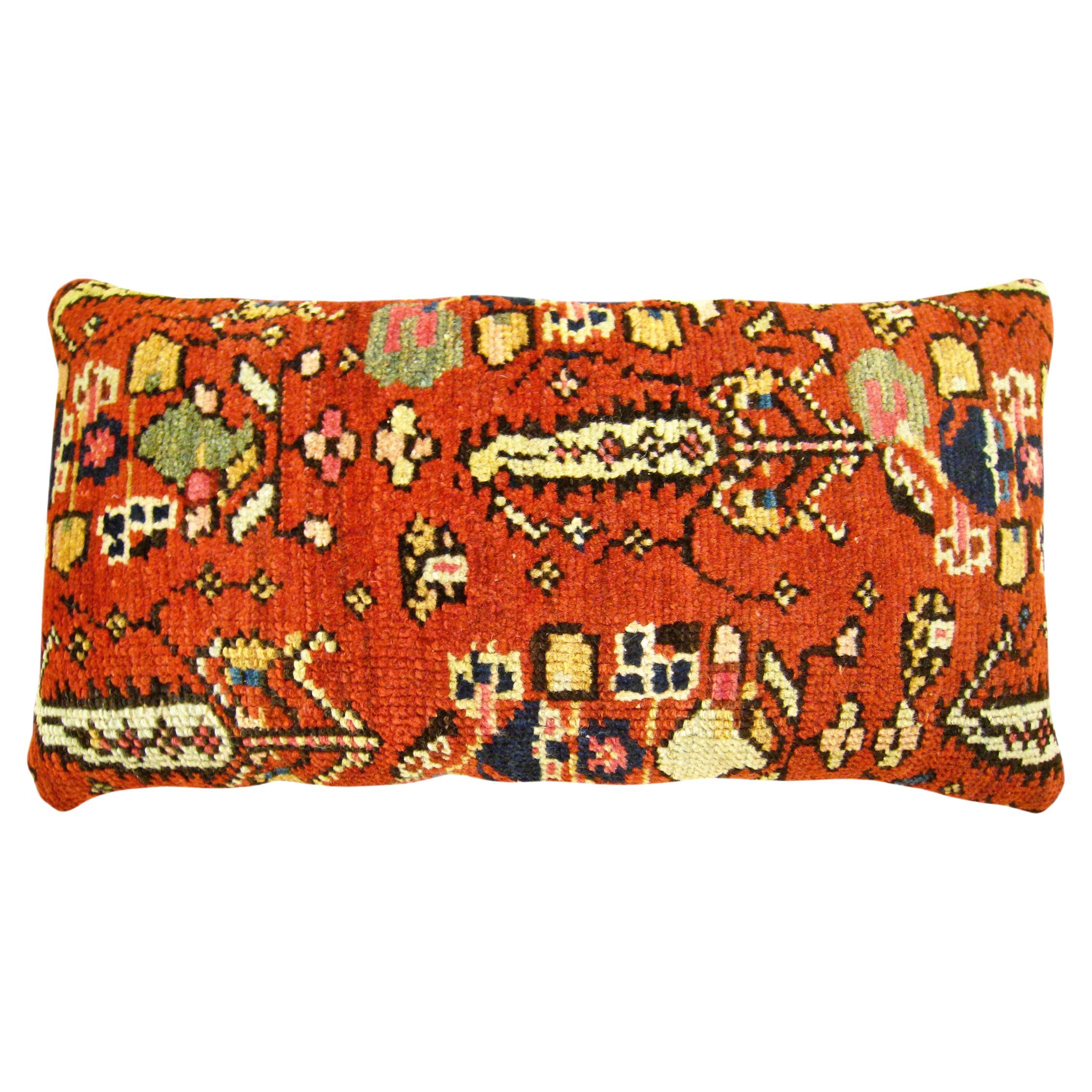 Dekoratives antikes persisches Malayer-Teppich Kissen mit geometrischem Abstrakten Design