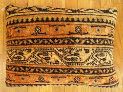 Decorative Antique Persian Saraband Carpet Pillow with a Paisley Design Allover