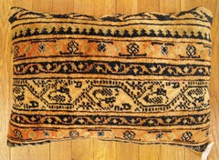 Decorative Antique Persian Saraband Carpet Pillow with a Paisley Design Allover