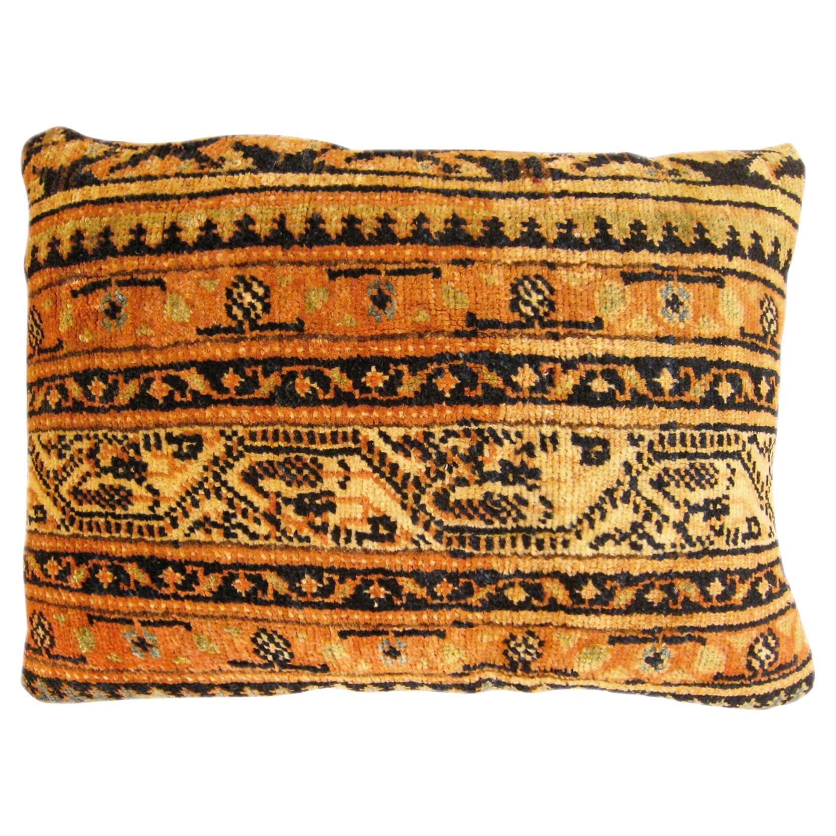 Decorative Antique Persian Saraband Carpet Pillow with a Paisley Design Allover For Sale