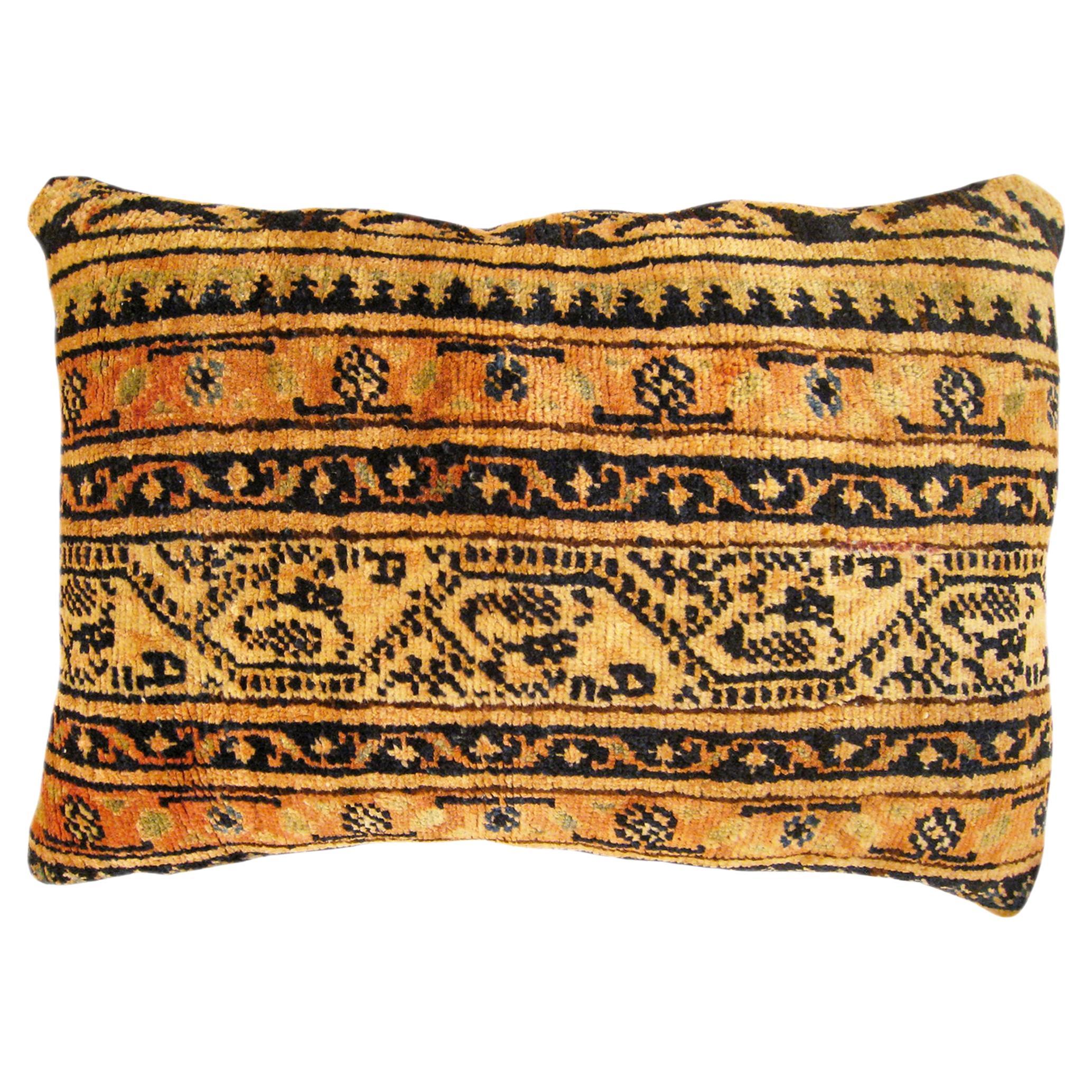 Decorative Antique Persian Saraband Carpet Pillow with a Paisley Design Allover For Sale