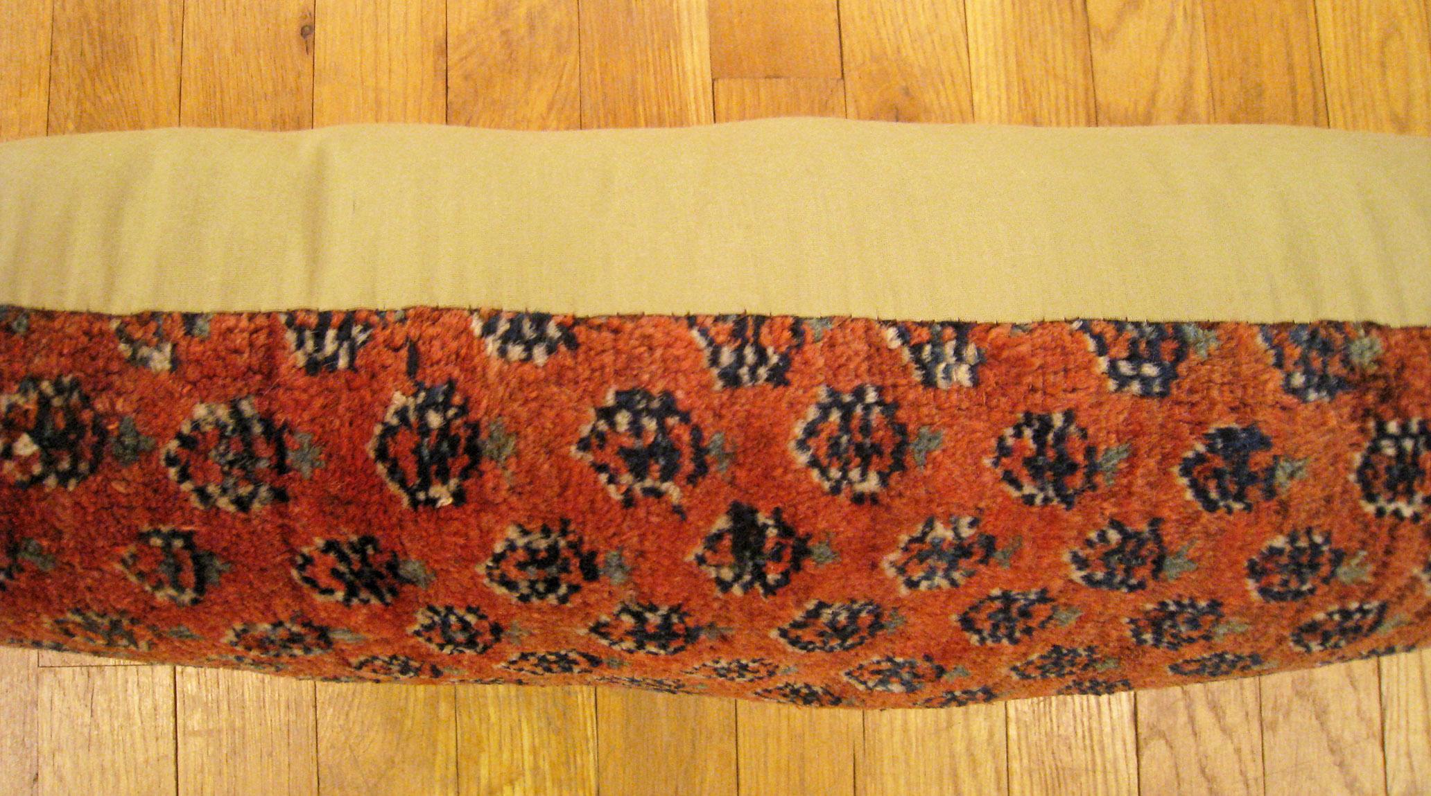 Decorative Antique Persian Saraband Carpet Pillow with Floral Elements In Good Condition For Sale In New York, NY