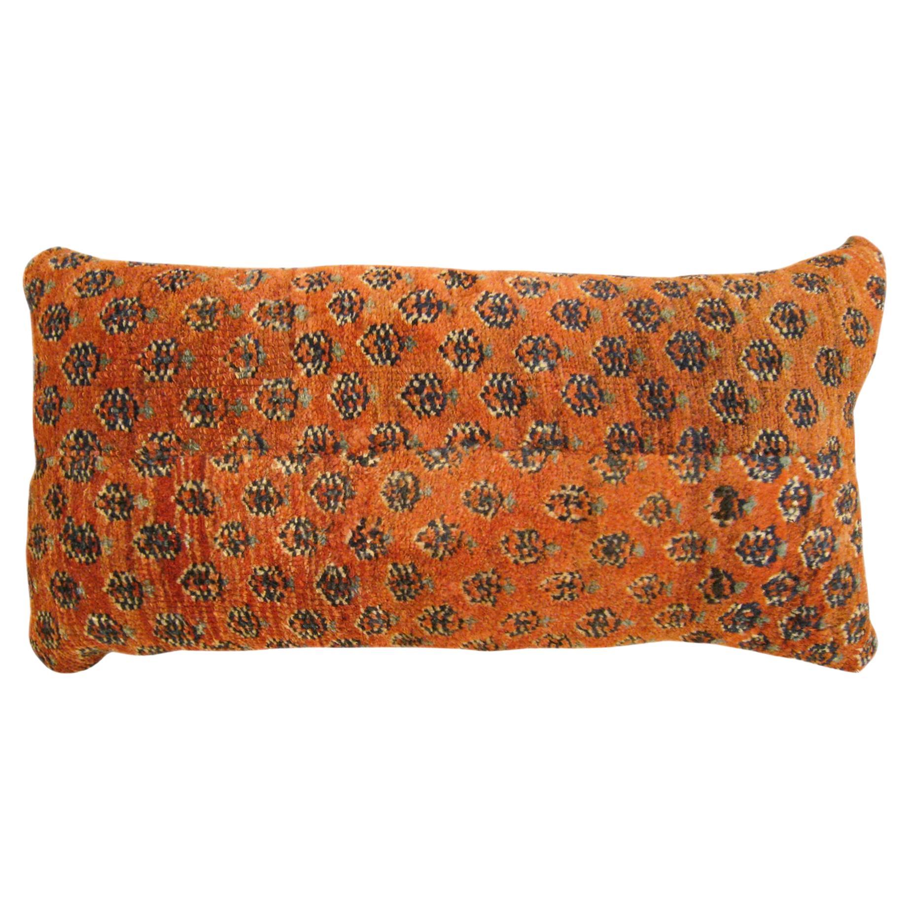 Decorative Antique Persian Saraband Carpet Pillow with Floral Elements
