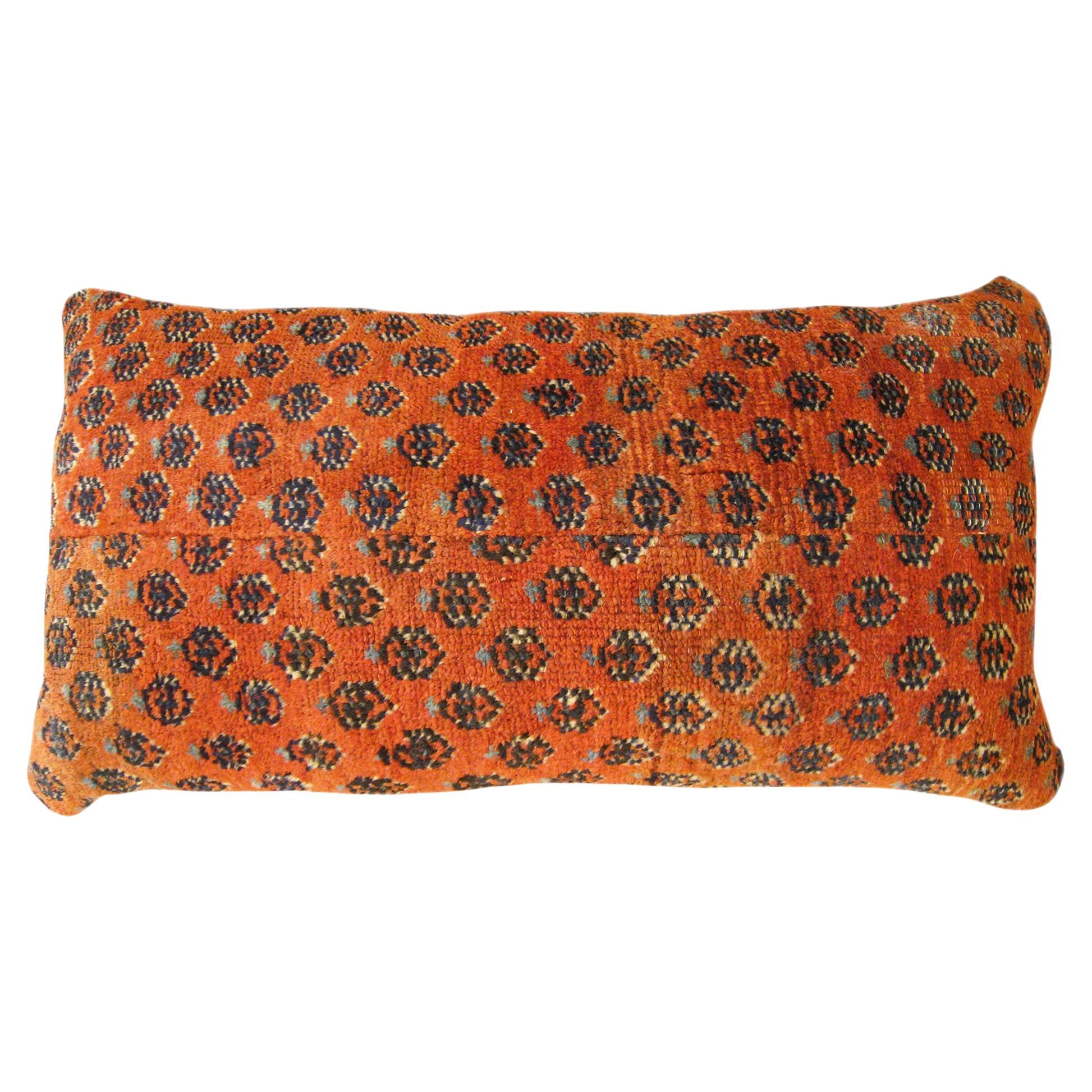 Decorative Antique Persian Saraband Carpet Pillow with Floral Elements