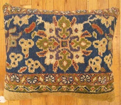 Decorative Antique Persian Sultanabad Carpet Pillow with Floral Elements