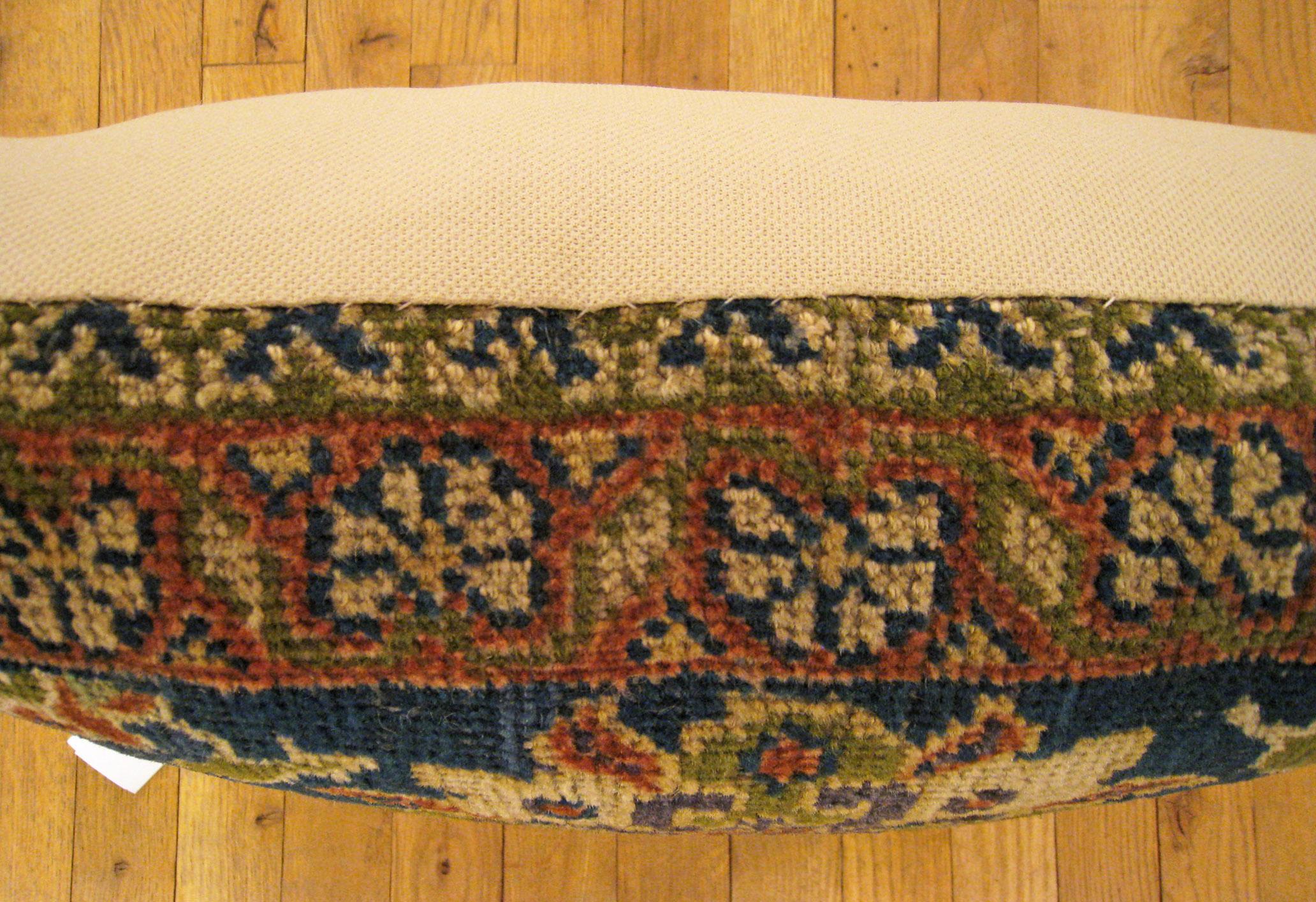 Decorative Antique Persian Sultanabad Carpet Pillow with Floral Elements In Good Condition For Sale In New York, NY