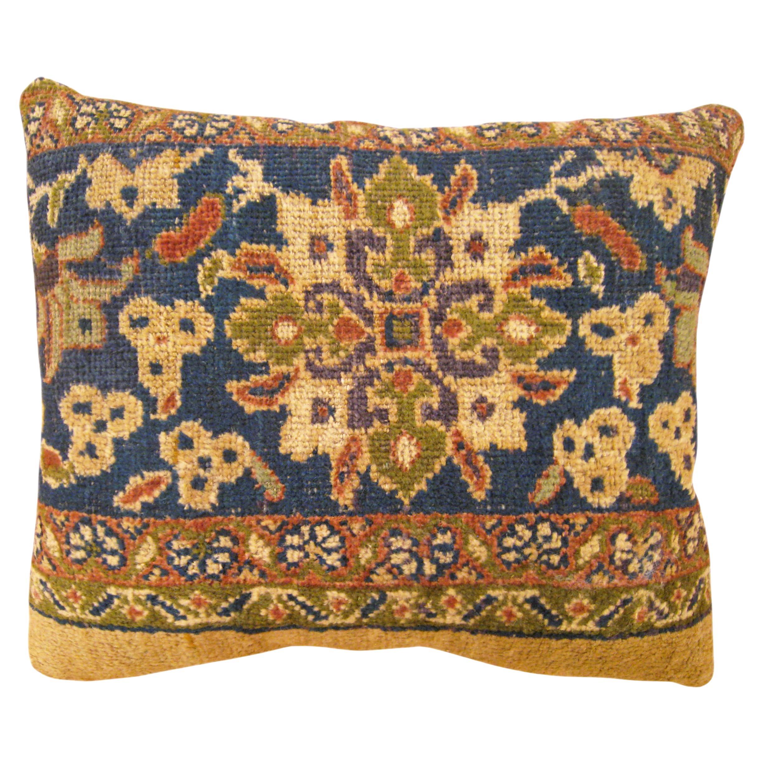 Decorative Antique Persian Sultanabad Carpet Pillow with Floral Elements For Sale