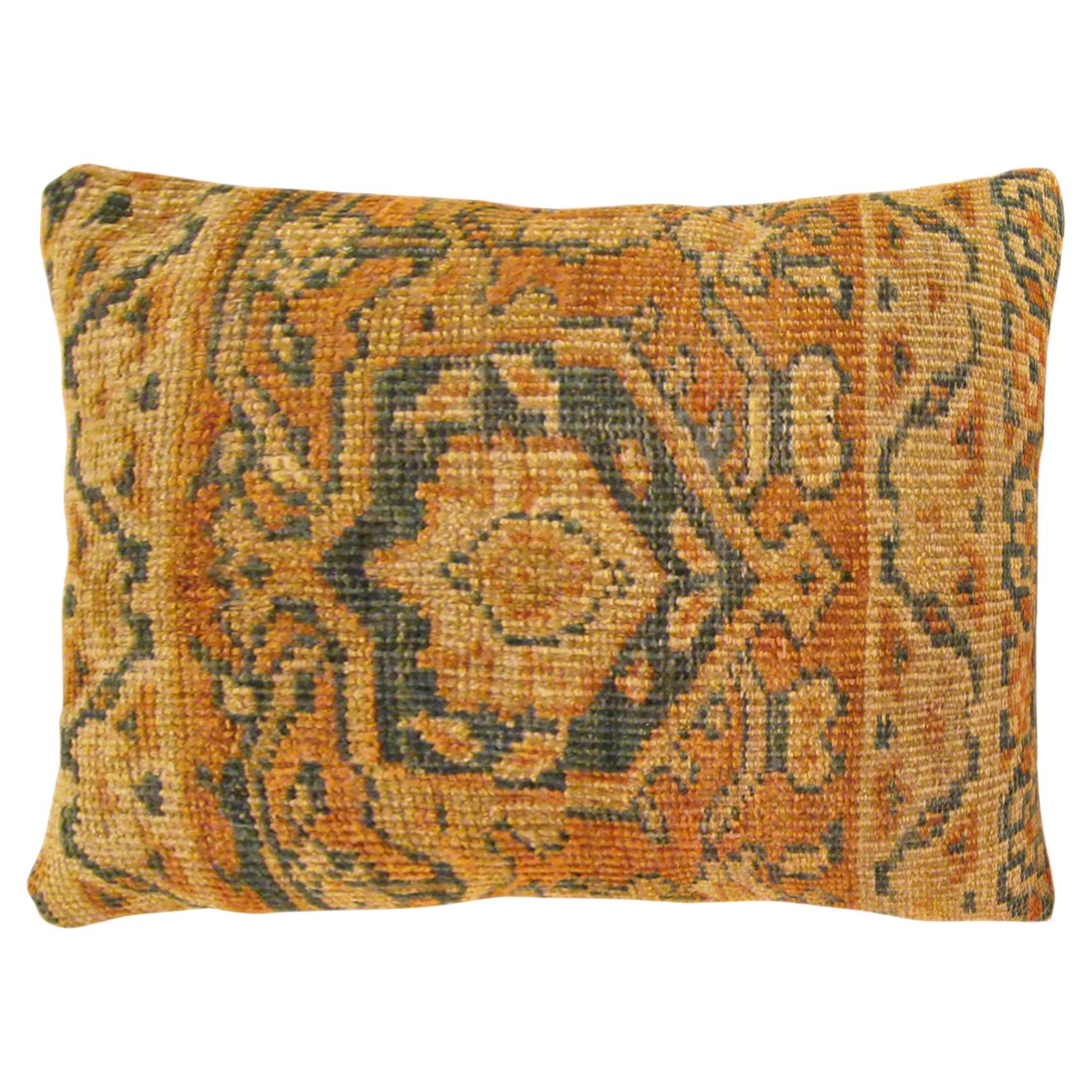 Decorative Antique Persian Sultanabad Pillow with A Central Medallion For Sale