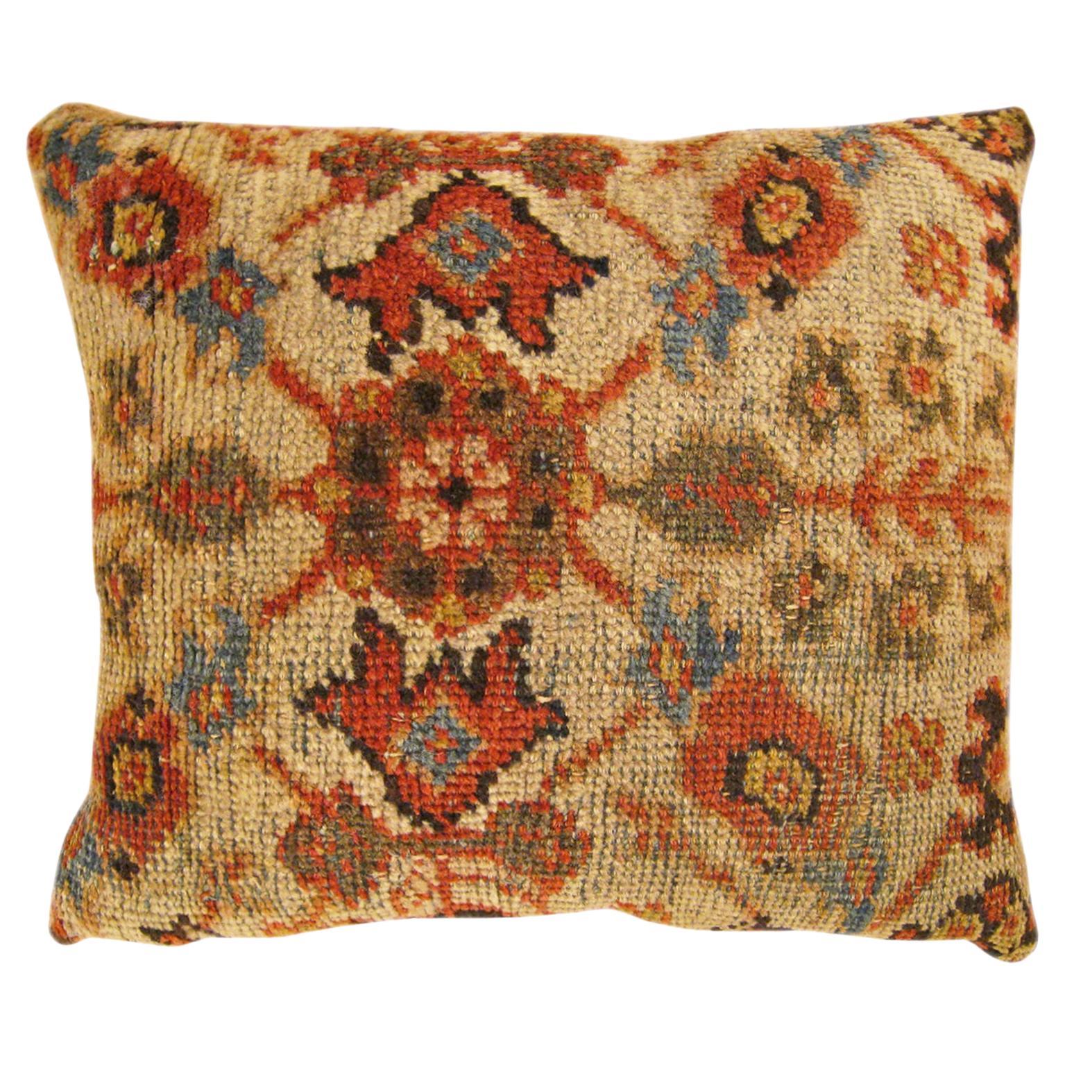 Decorative Antique Persian Sultanabad Pillow with Floral & Geometric Abstracts For Sale