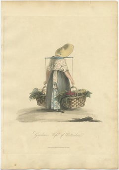 Decorative Antique Print of a Gardeners Wife of Rotterdam, the Netherlands, 1817