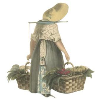 Decorative Antique Print of a Gardeners Wife of Rotterdam, the Netherlands, 1817 In Good Condition For Sale In Langweer, NL