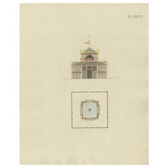 Decorative Antique Print of Garden Architecture by Van Laar, 1802