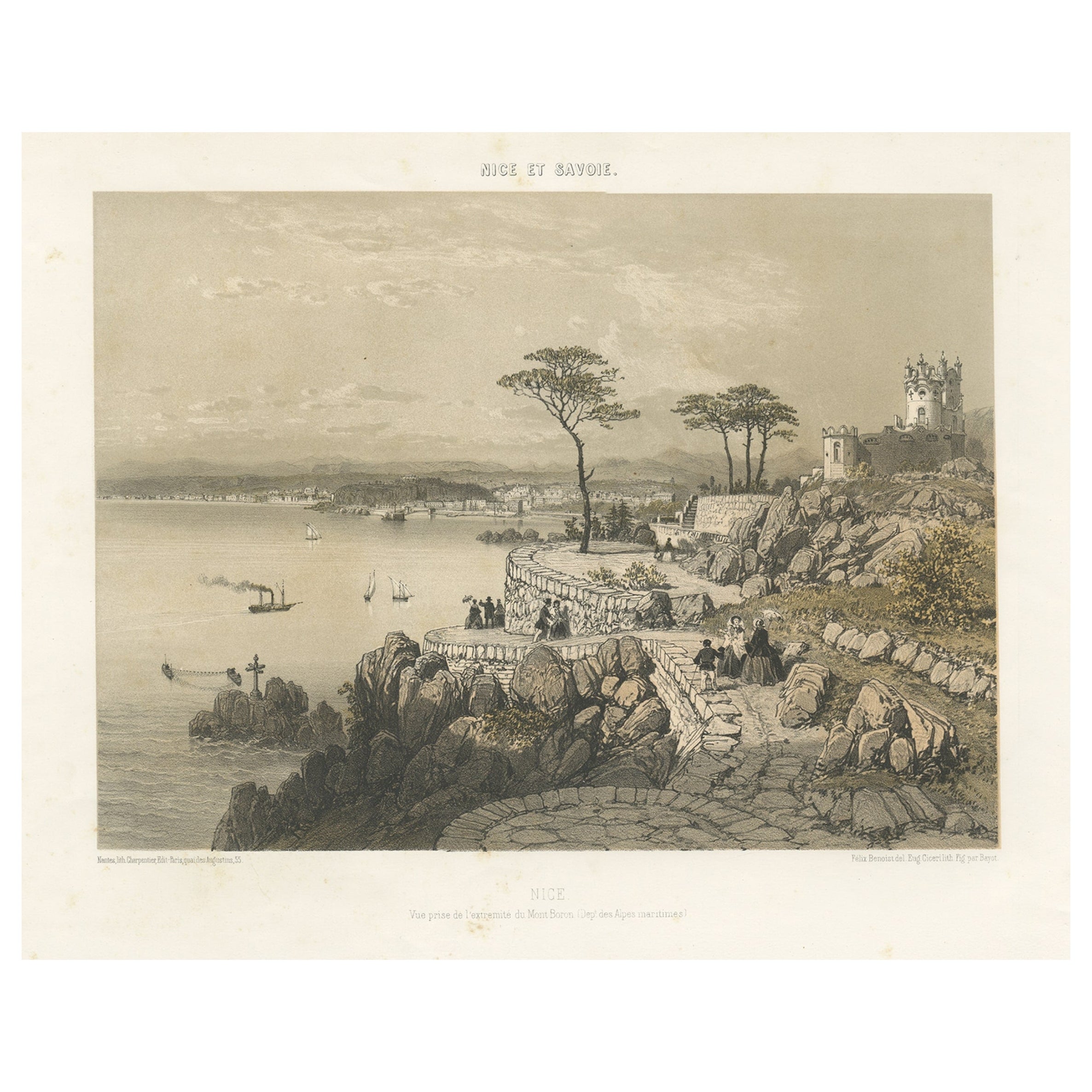 Impression ancienne décorative de Nice Near Mont, né en France, c.1865