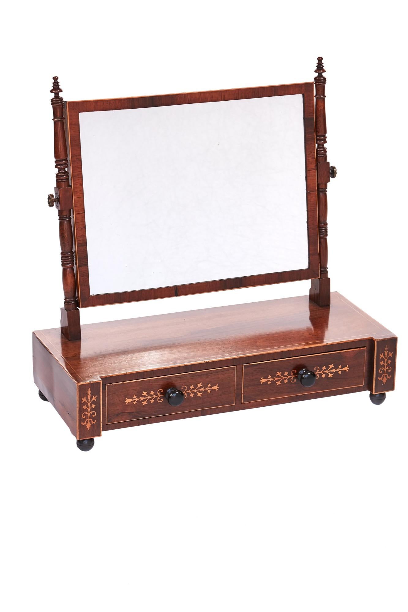 Decorative Antique Regency Hardwood Inlaid Dressing Mirror