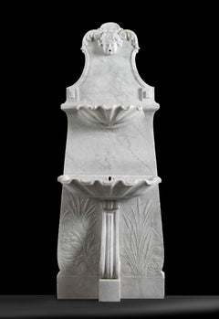 Decorative Antique Sculpted Marble Wall Fountain / Basin