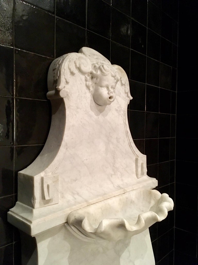Decorative Antique Sculpted Marble Wall Fountain / Basin at 1stDibs