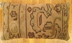Decorative Antique Spanish Savonnerie Carpet Pillow with Geometric Design