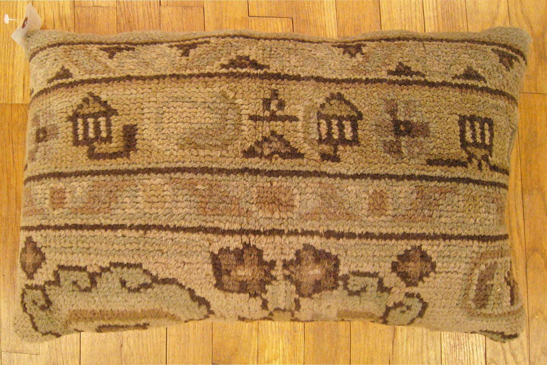 Decorative antique Spanish Savonnerie carpet pillow with geometric design, size 2'0” x 1'3