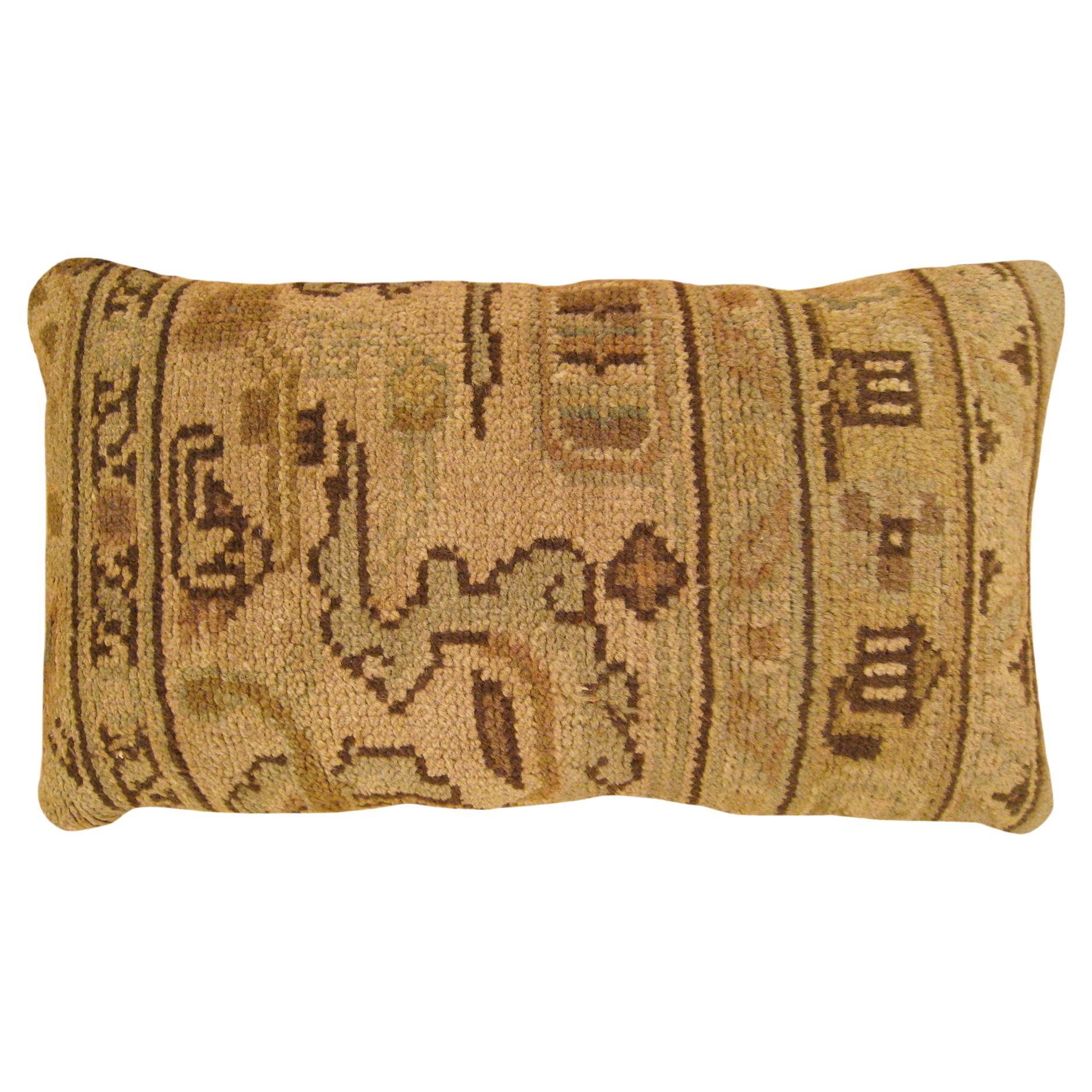 Decorative Antique Spanish Savonnerie Carpet Pillow with Geometric Design For Sale