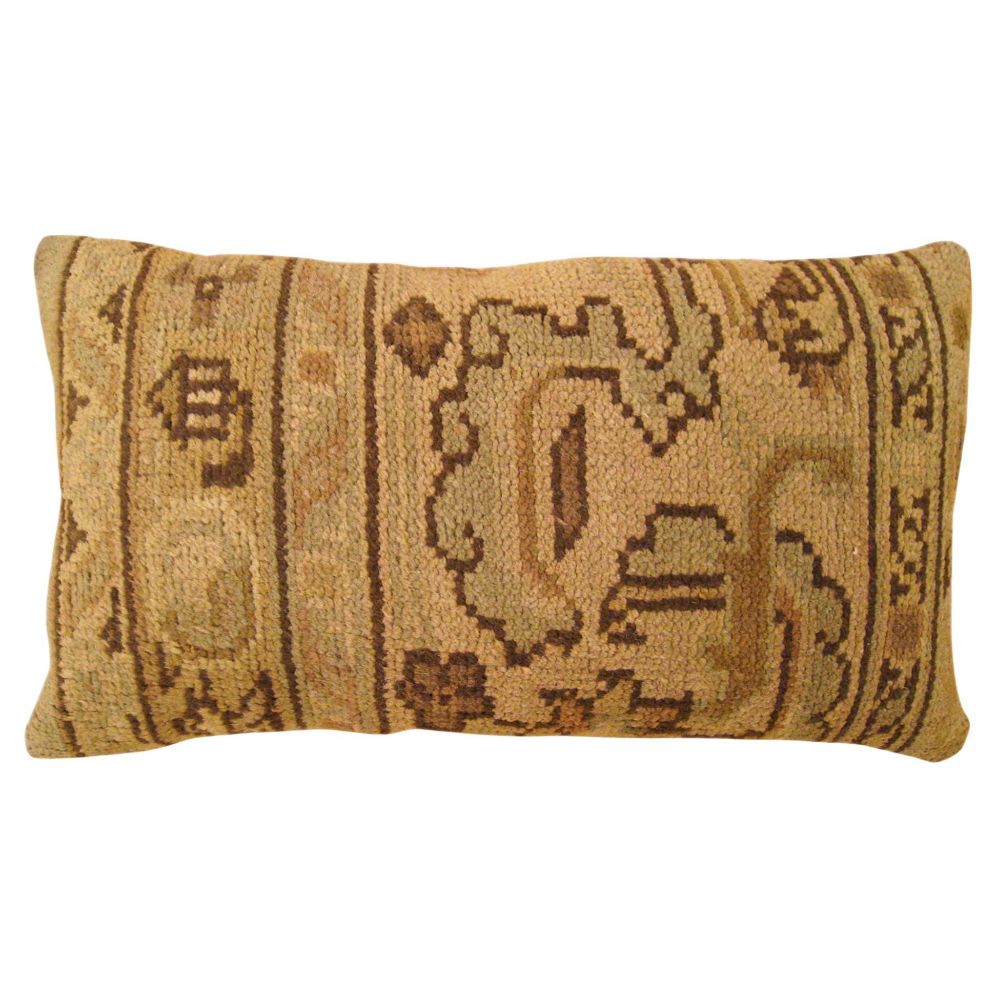 Decorative Antique Spanish Savonnerie Carpet Pillow with Geometric Design