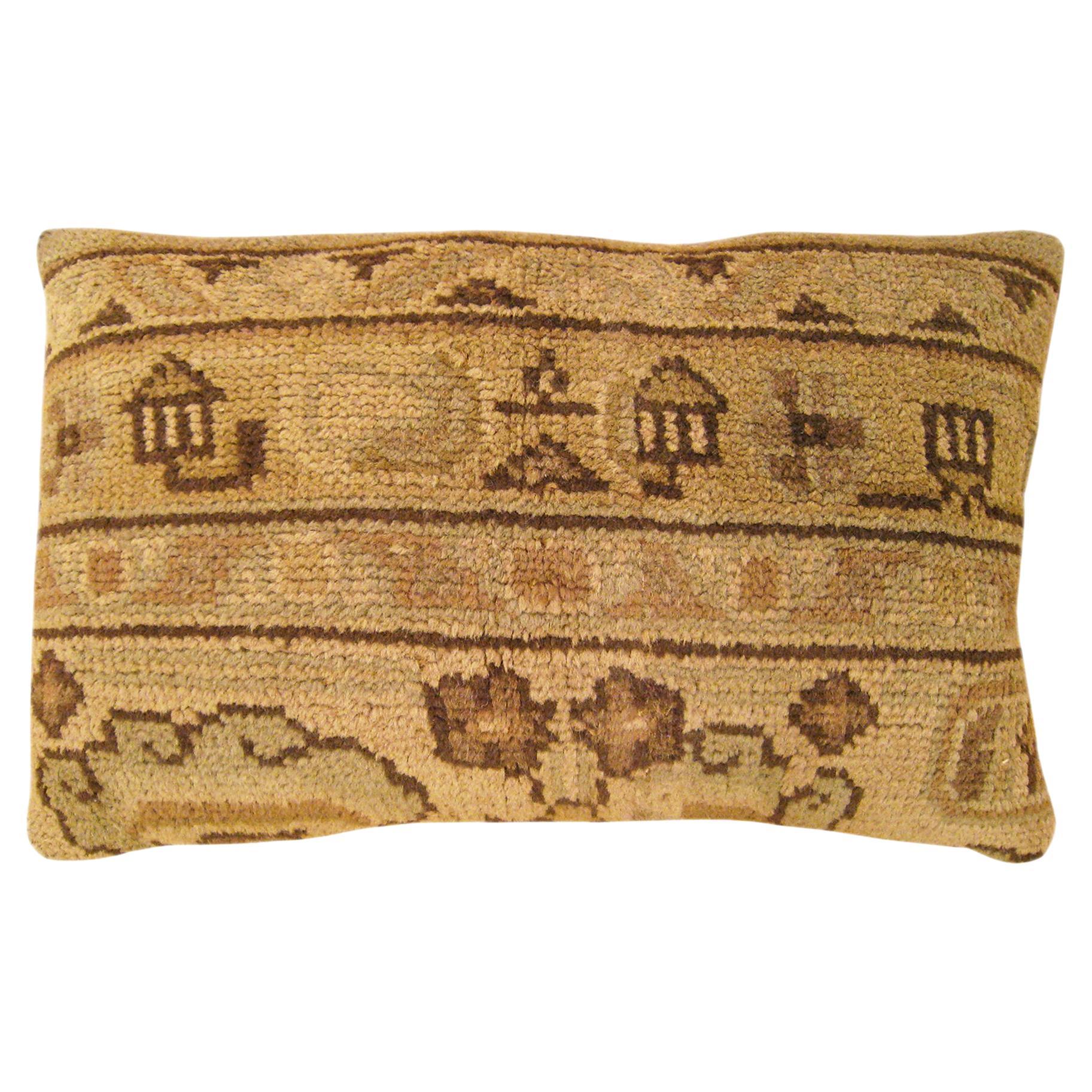 Decorative Antique Spanish Savonnerie Carpet Pillow with Geometric Design For Sale
