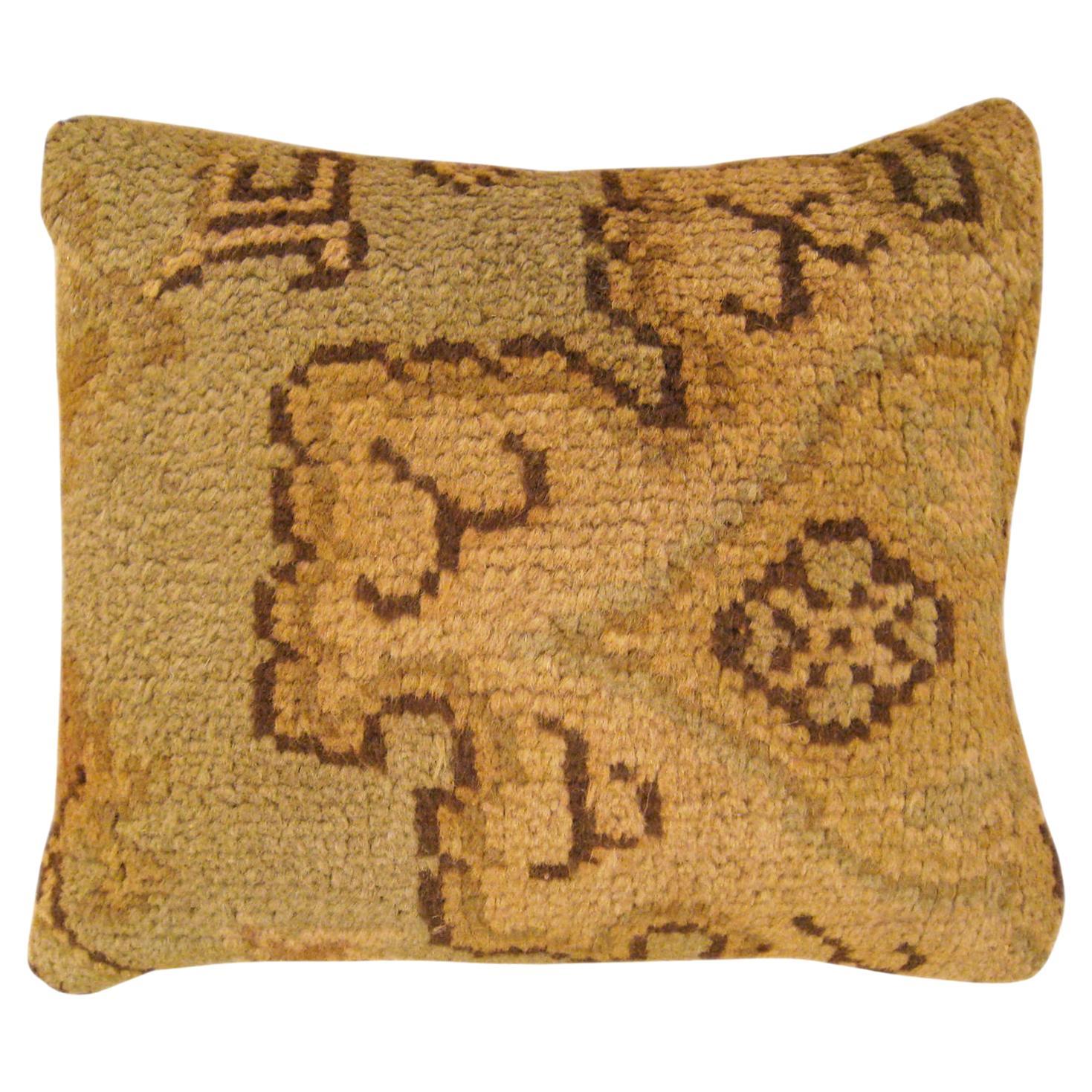 Decorative Antique Spanish Savonnerie Carpet Pillow with Geometric Design