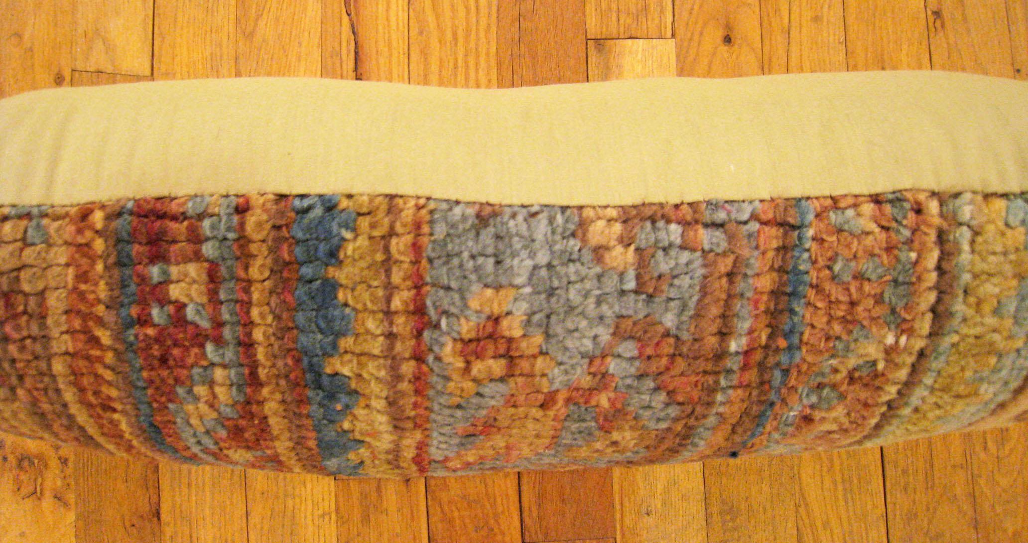  Decorative Antique Turkish Oushak Rug Pillow with Geometric Abstracts Motif In Good Condition For Sale In New York, NY