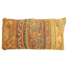  Decorative Antique Turkish Oushak Rug Pillow with Geometric Abstracts Motif