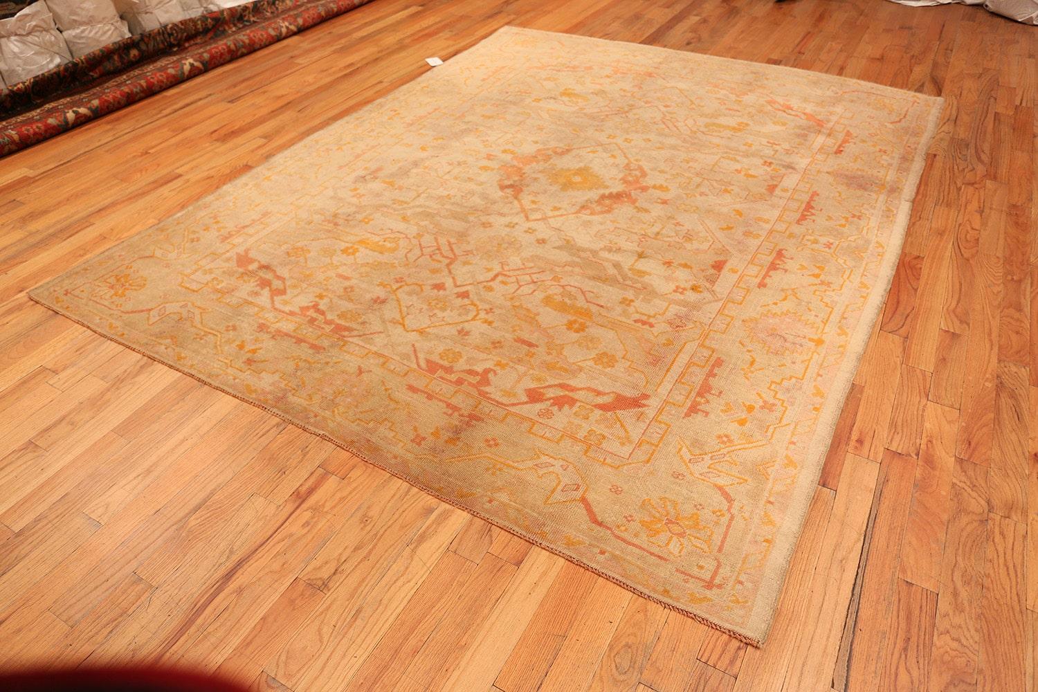 Wool Decorative Antique Turkish Oushak Rug. Size: 8 ft 3 in x 10 ft 9 in