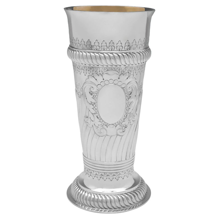 Decorative Antique Victorian Sterling Silver Vase London 1889 by