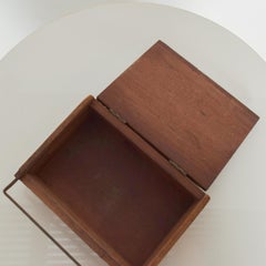 Antique Wood Cash Storage Box Secret Stash Keeper + Secure Metal Handle Closure