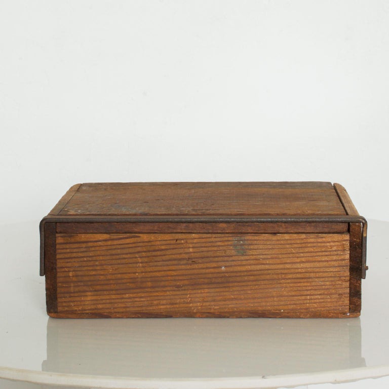 Decorative Antique Wood Storage Box For Cash Secret Stash Metal Handle Closure For Sale At 1stdibs
