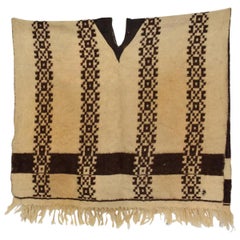 Decorative Antique Wool Serape Blanket, Mexican