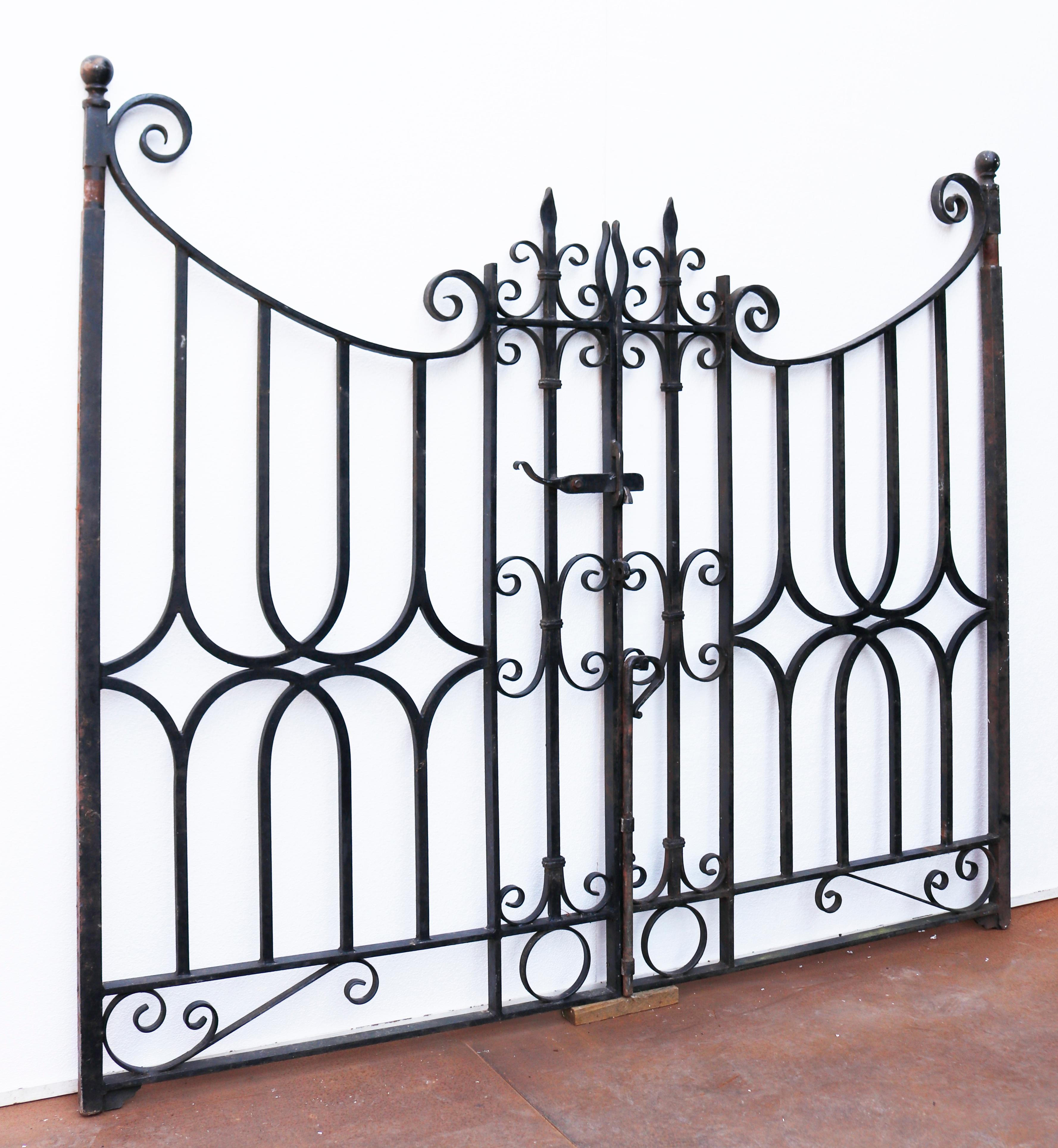 Decorative Antique Wrought Iron Gates with Posts In Fair Condition In Wormelow, Herefordshire