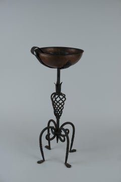 Decorative Antti Hakkarainen Torchére / Birdbath in Wrought Iron and Copper