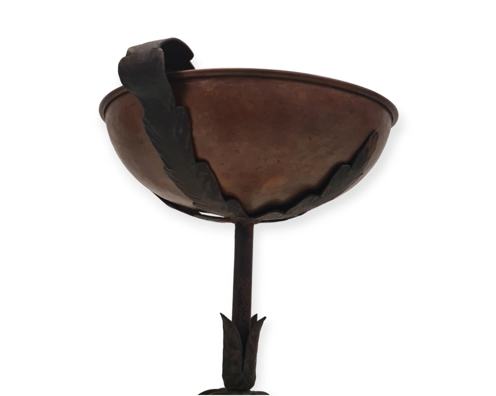 Decorative Antti Hakkarainen Torchére / Birdbath in Wrought Iron and Copper For Sale 2