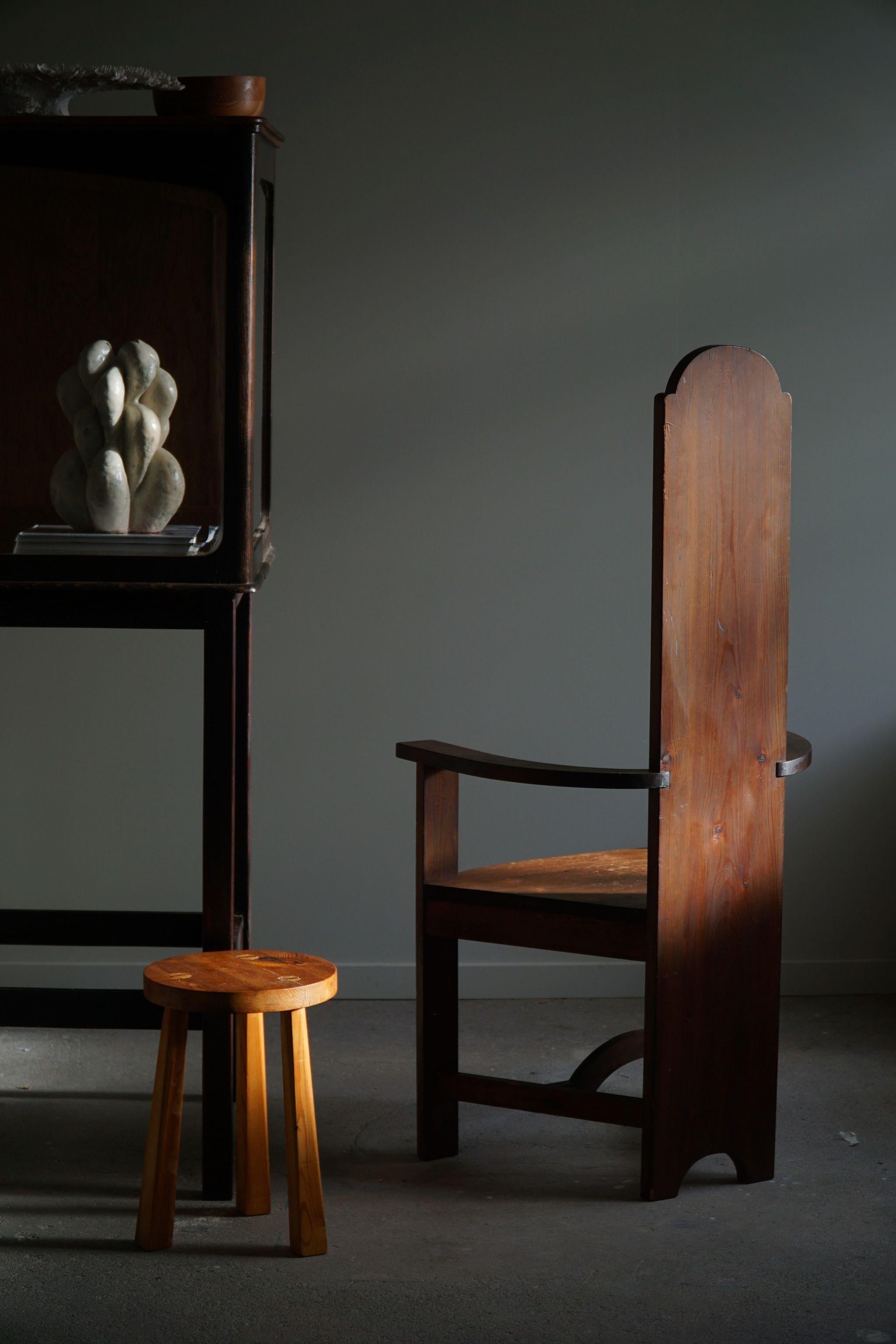 Decorative Armchair in Solid Pine, Handcrafted by Petrus Lidholm, Sweden, 1950s 2